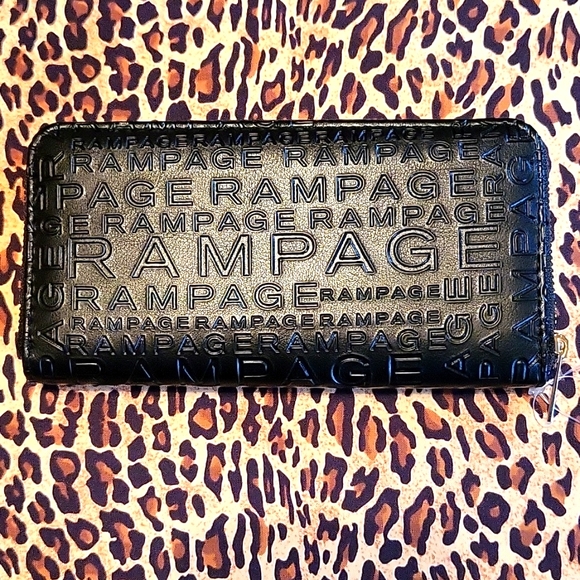NEW Rampage Black Faux Leather Wallet, Gold Zip, Fits Your Phone! - Picture 3 of 11
